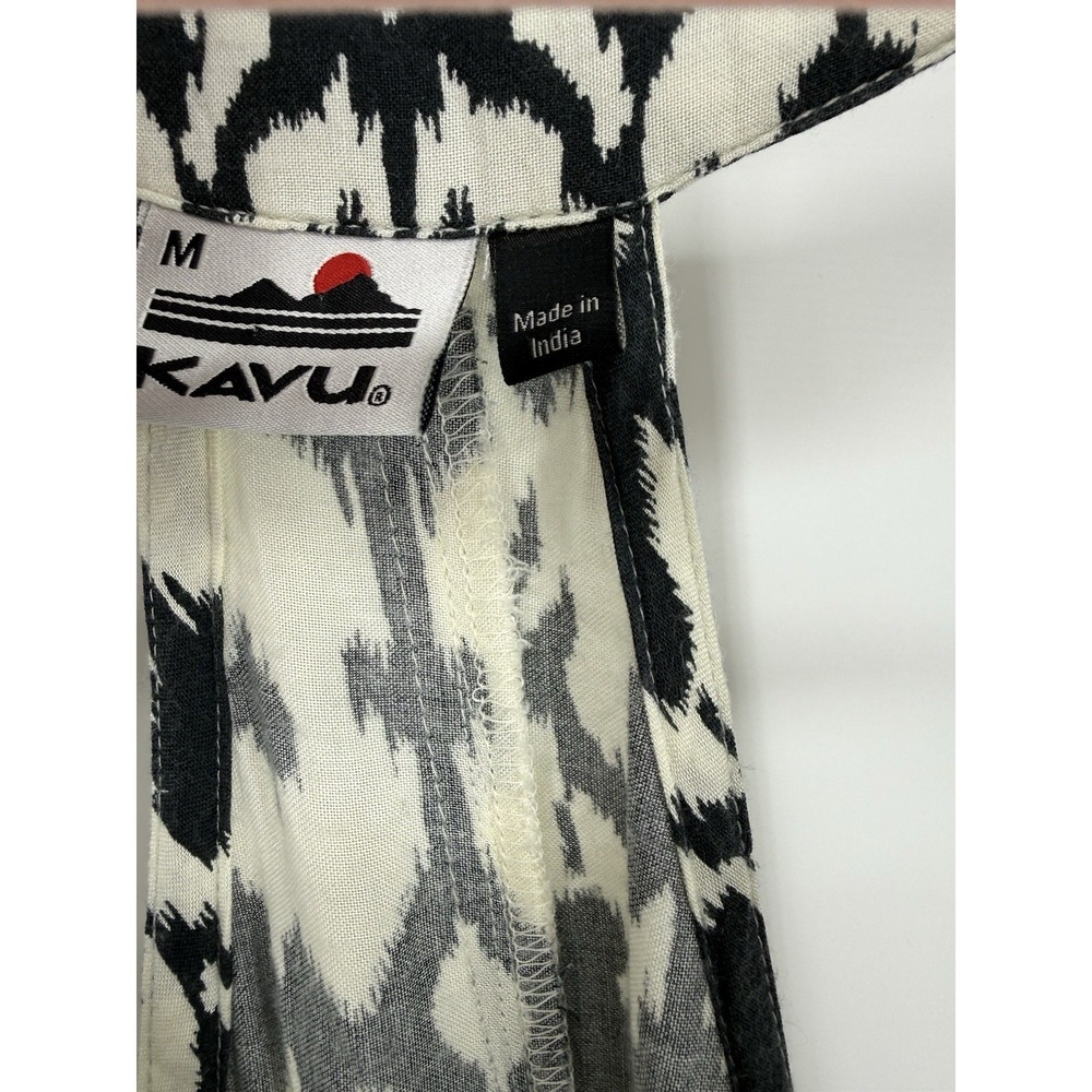 KAVU Jocelyn Ikat Dress M Black Ivory Racerback High Low Midi Tank Pocket Beach - Picture 6 of 10